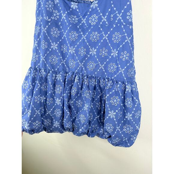 NWT Zara Openwork Embroidered Cut Out Mini Dress Womens XL Blue Bubble Skirt - Picture 6 of 10